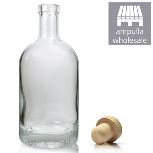 700ml Clear Glass Polo Bottle & Cork Stopper Cap