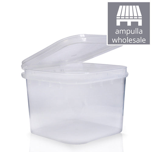 350ml Clear Square Food Pot With Hinged Lid